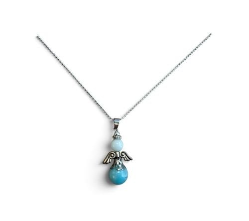 Ketting met een geluksengel van natuursteen Amazoniet