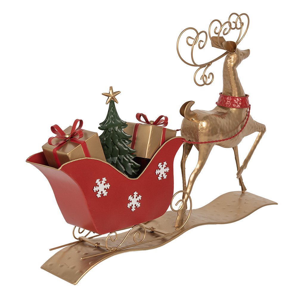 Kerstdecoratie Slee 70x12x49 cm Bruin Rood Metaal