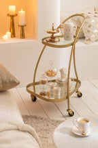 J-Line 2 Niveaus Cake plateau - taartplateau - metaal - wit/ goud