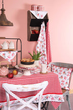 Theedoek 50x70 cm Rood Wit Katoen Ruit Keukenhanddoek