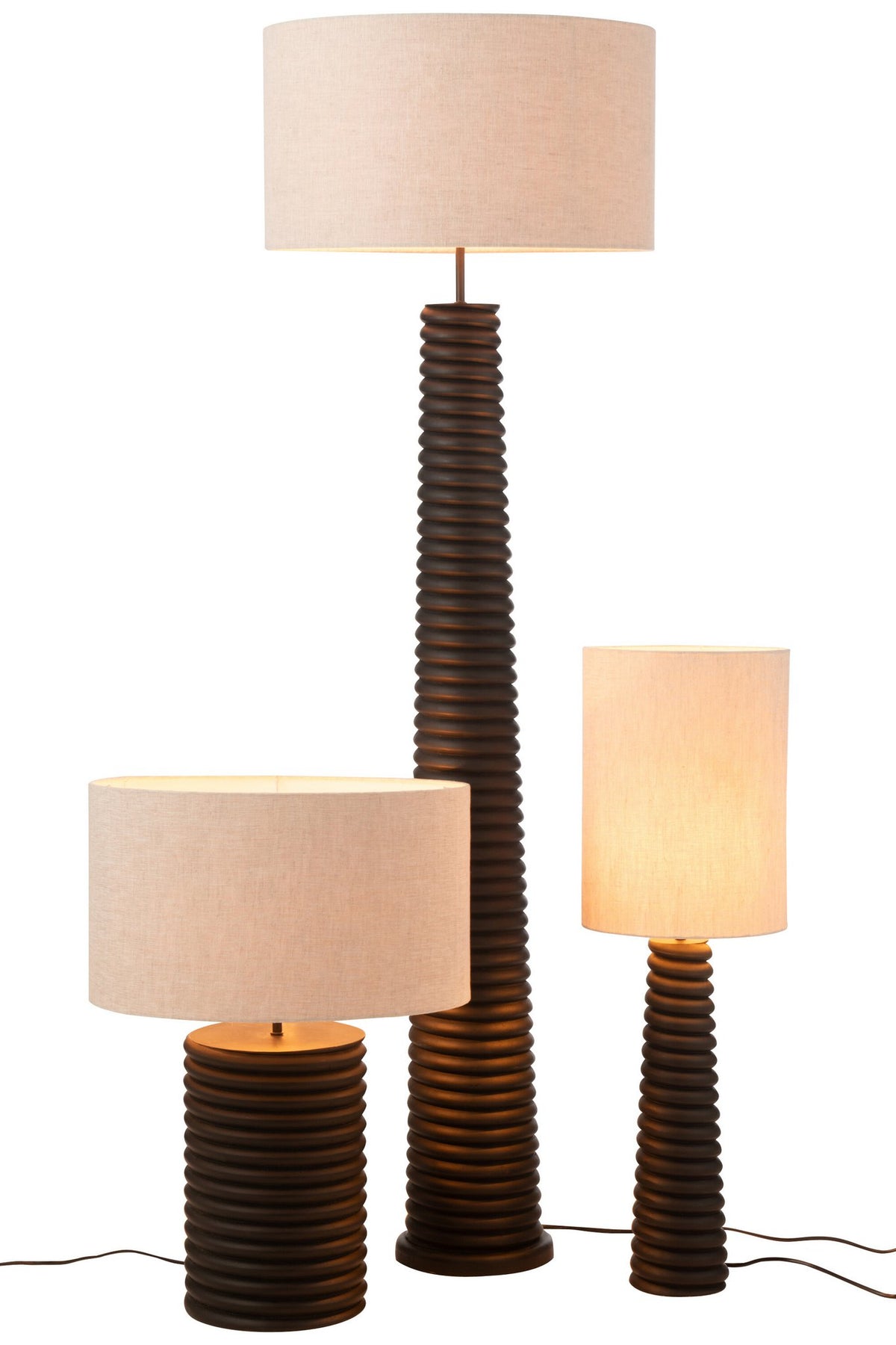 J-Line lamp Schroefdraad Wijd Ailanthus - hout - zwart/grijs
