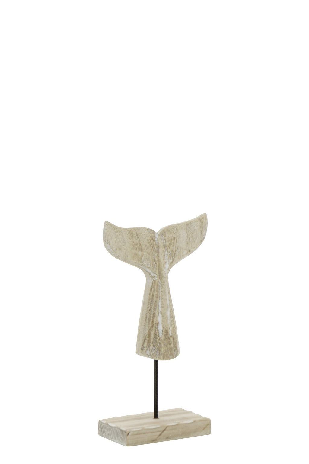 J-Line decoratie Walvis Staart Witgewassen - hout - naturel - S
