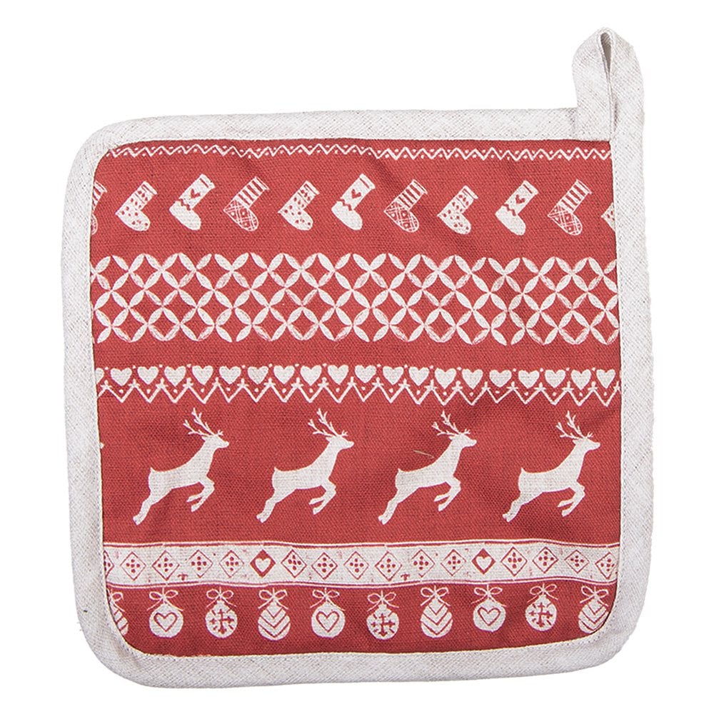 Pannenlap 20x20 cm Rood Katoen Hert