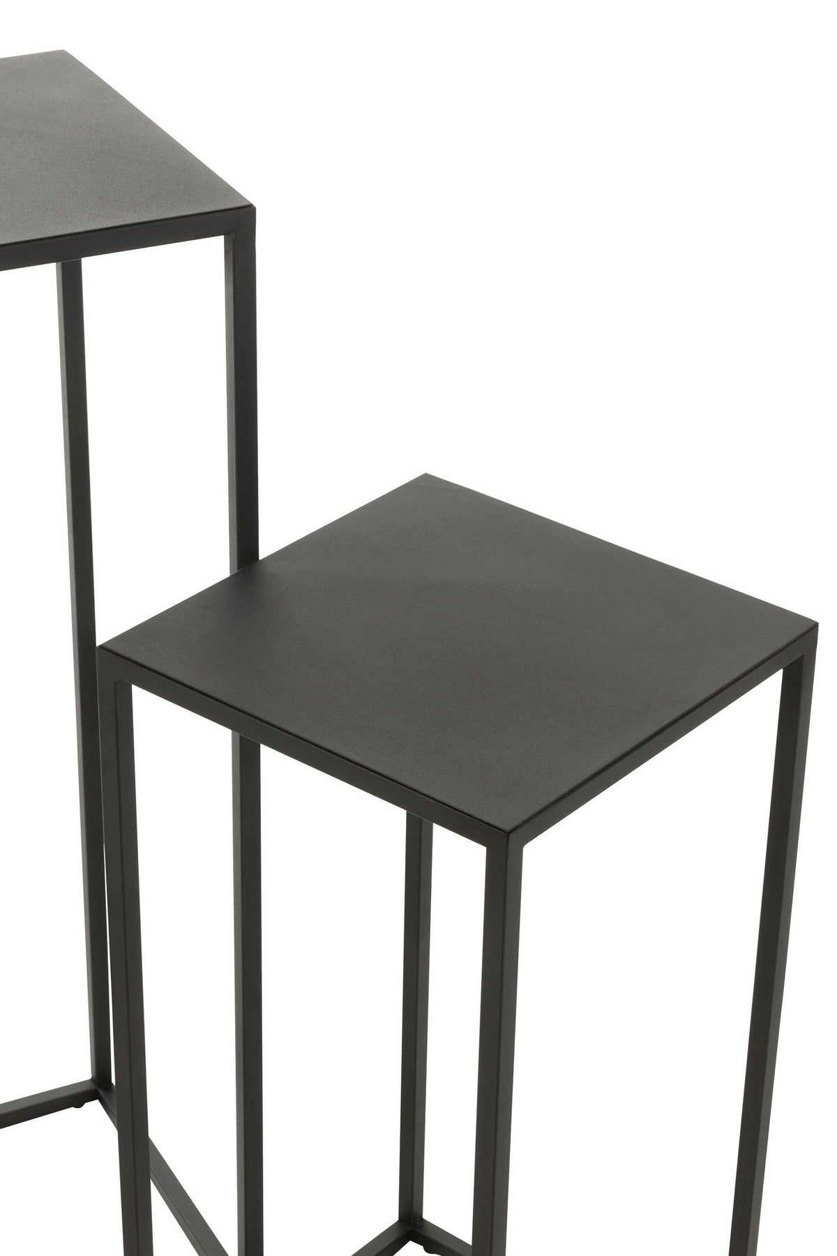 J-Line bijzettafel Vierkant - metaal - zwart - set van 2