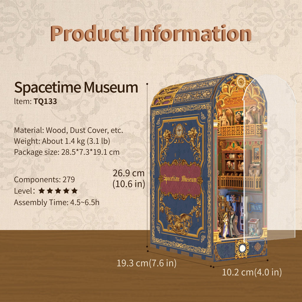 Tonecheer, DIY Book Nook, Spacetime Museum Bookend, TQ133, 26,9x19,3x10,2cm
