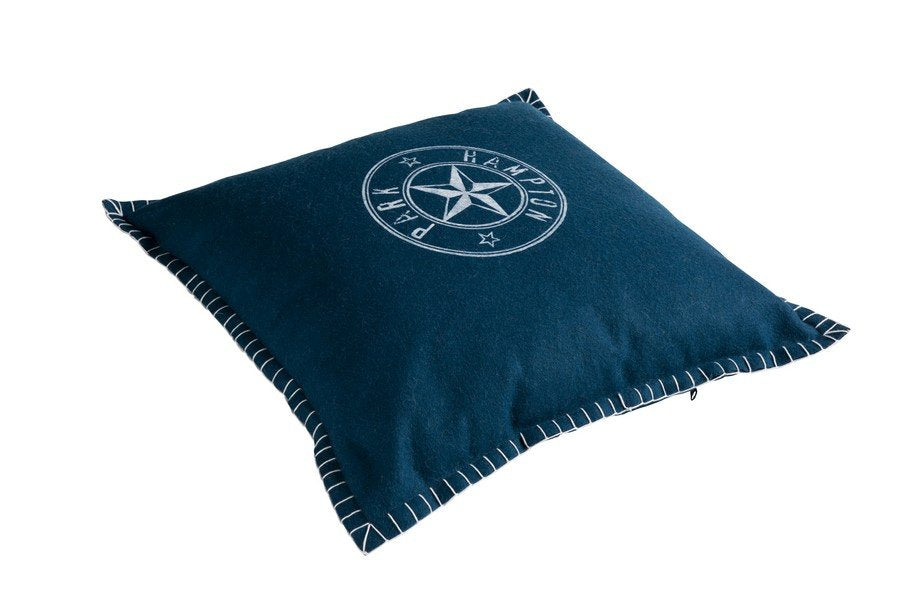 Hampton kussen blauw 45x45cm (8 rings)