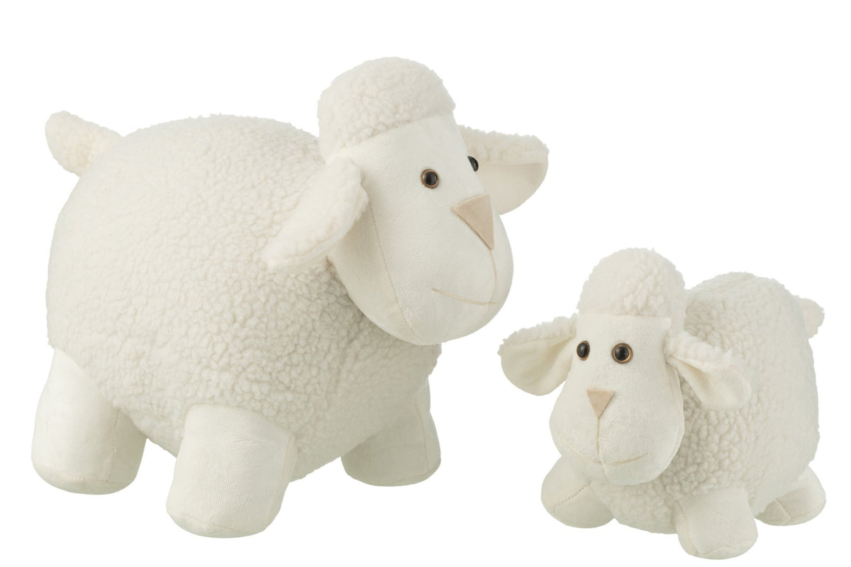 J-Line deurstopper Schaap - polyester - wit - H31 cm - 1,8 kg
