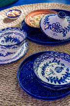 J-Line tajine Granada - keramiek - wit/blauw