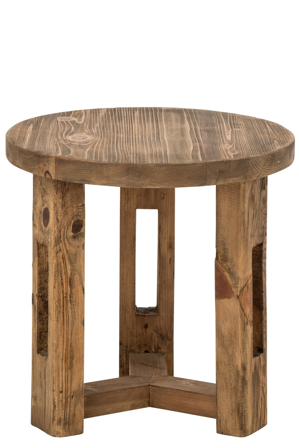 J-Line Ronde bijzettafel - gerecycled hout - bruin