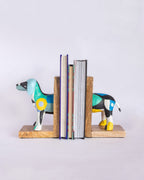 Technicolor Toto houten en papier-maché handbeschilderde boekensteunen