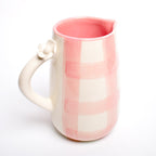 Kruik | Keramiek Handgeschilderde Daisy Check | 800ml Roze