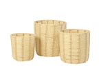 J-Line mand Rond Gestreept - ijzer/papier - naturel/beige - set van 3