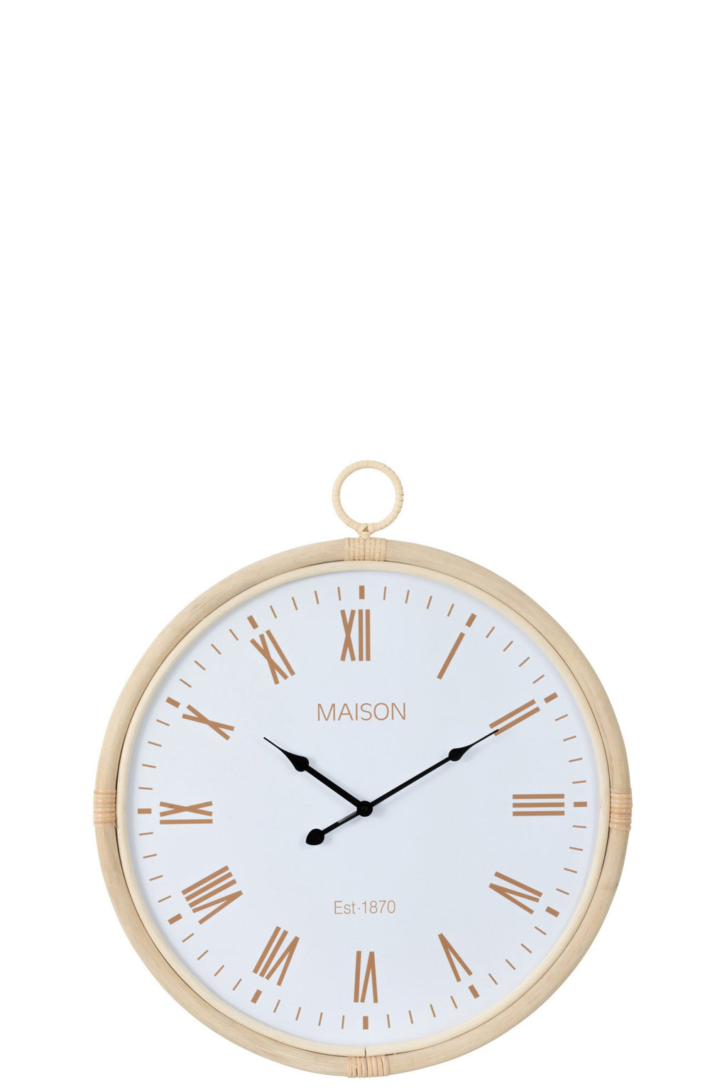 J-Line klok Kyr - jute - naturel/wit - medium - Ø 55.5 cm