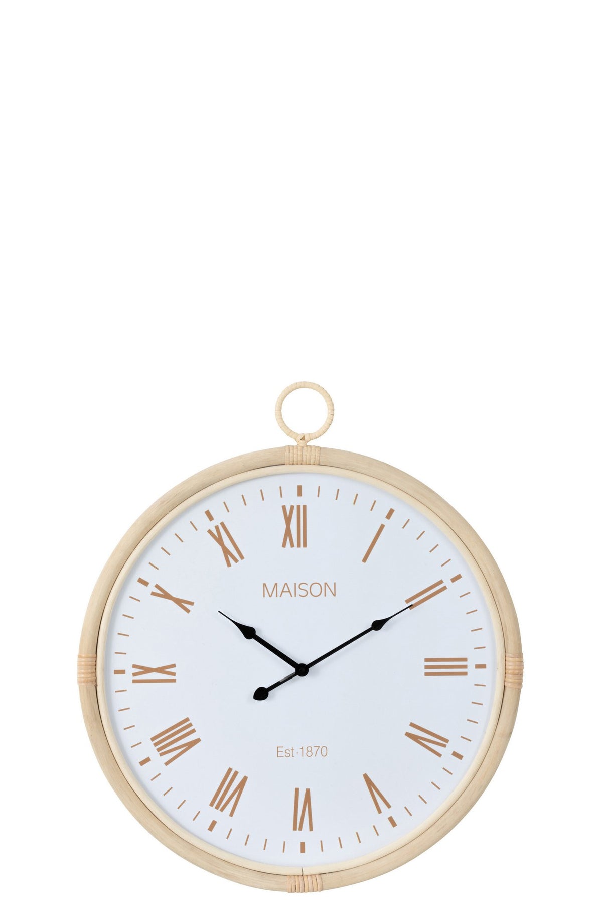 J-Line klok Kyr - jute - naturel/wit - medium - Ø 55.5 cm
