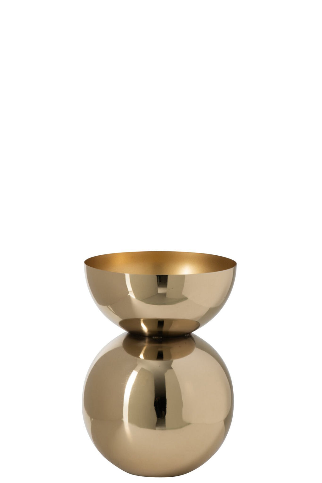 J-Line Ronde glanzende vaas - metaal - goud - small