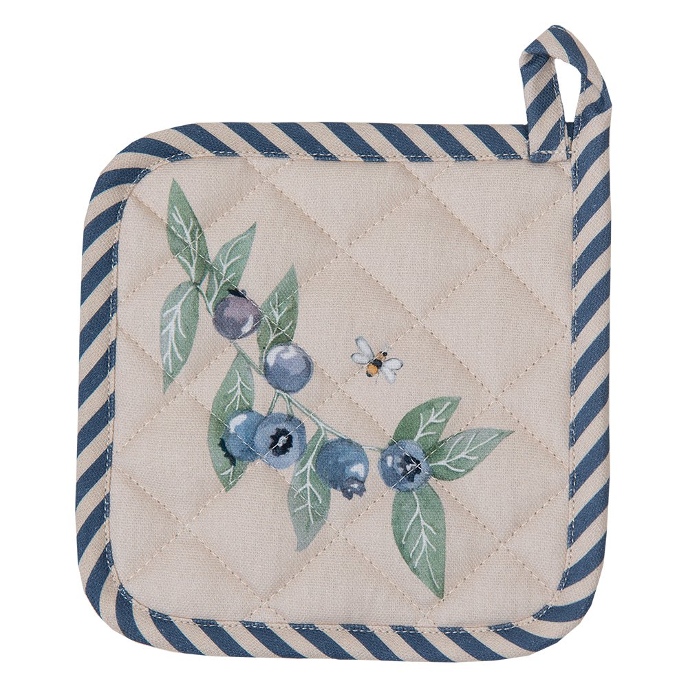 Kind Pannenlap 16x16 cm Beige Blauw Katoen Bos Dieren Herfst Afgiet Pannenlap