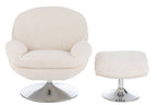 J-Line zetel Relax + Voetbank - metaal/multiplex - creme/zilver
