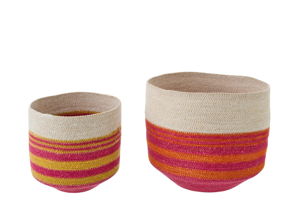 J-Line mand Gestreept - zeegras - mix - set van 2