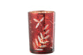 J-Line windlicht Blaadjes - glas - rood/goud - large