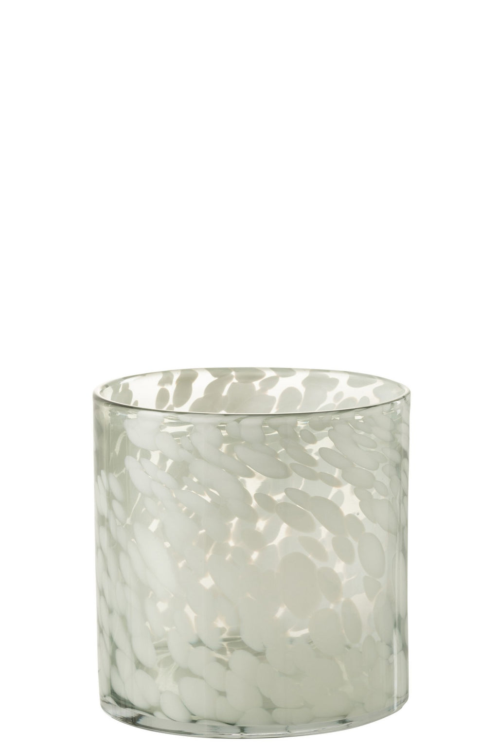 J-Line windlicht Spikkel - glas - grijs/wit - medium