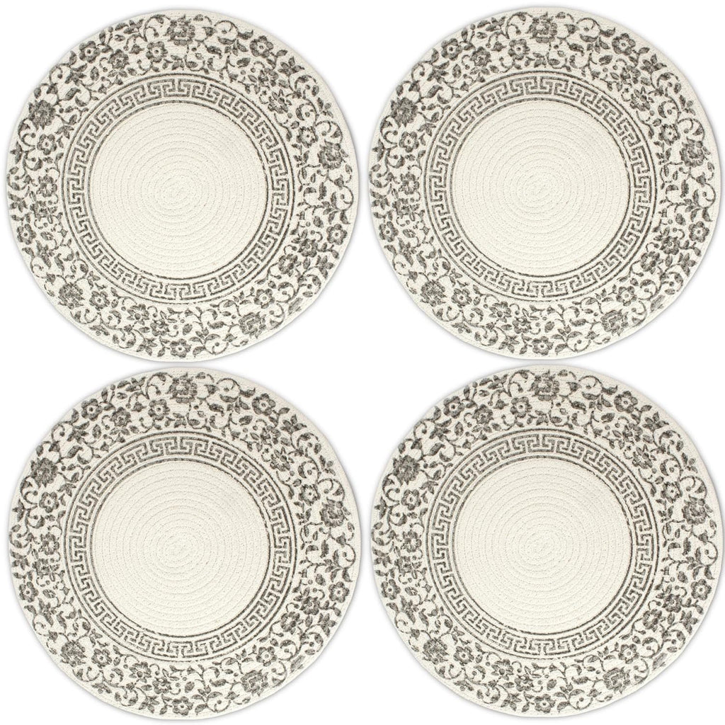 Ronde eetplacemats – geribbeld katoen – diameter 32 cm – set van 4