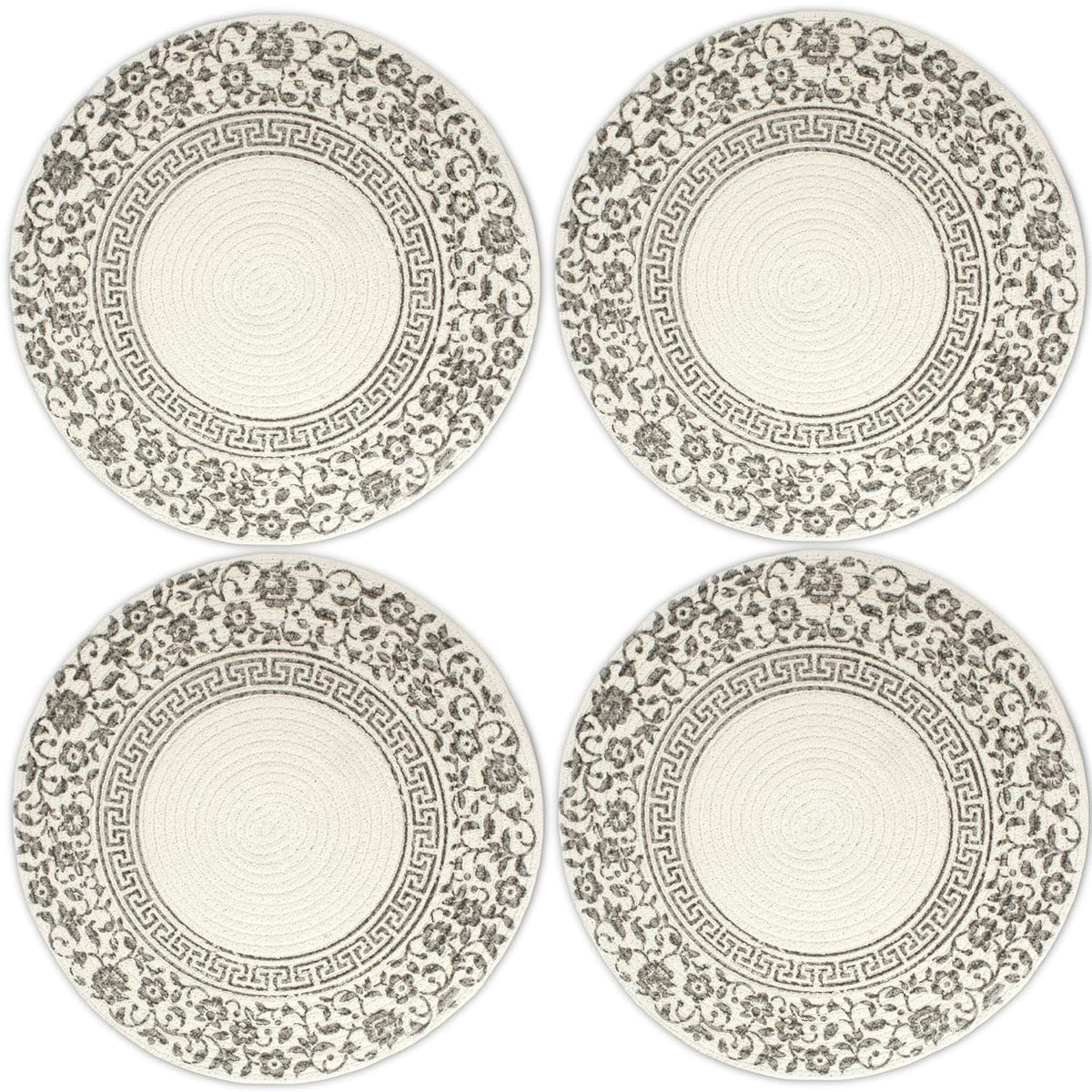 Ronde eetplacemats – geribbeld katoen – diameter 32 cm – set van 4
