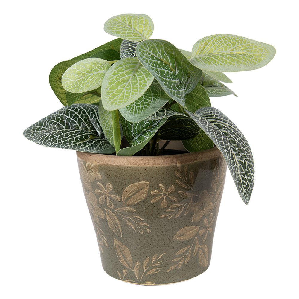 Bloempot Ø 10x9 cm Groen Keramiek
