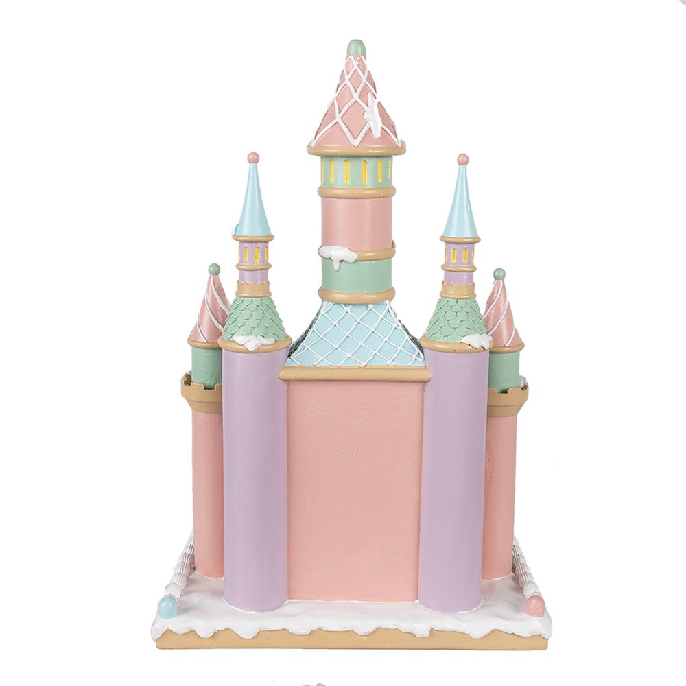 Gingerbread house 27x18x42 cm Roze Polyresin Peperkoekhuisje