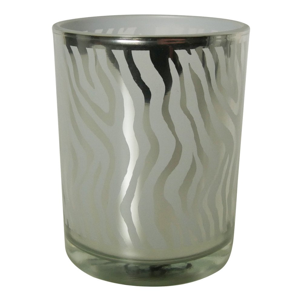 Theelichthouder zilver abstract medium 12cm*