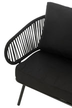 J-Line Set Van Drie Stoel/Bank Poa Metaal/Rattan Zwart