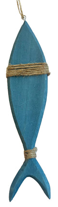 Houtenhanger vis 6x28cm blauw