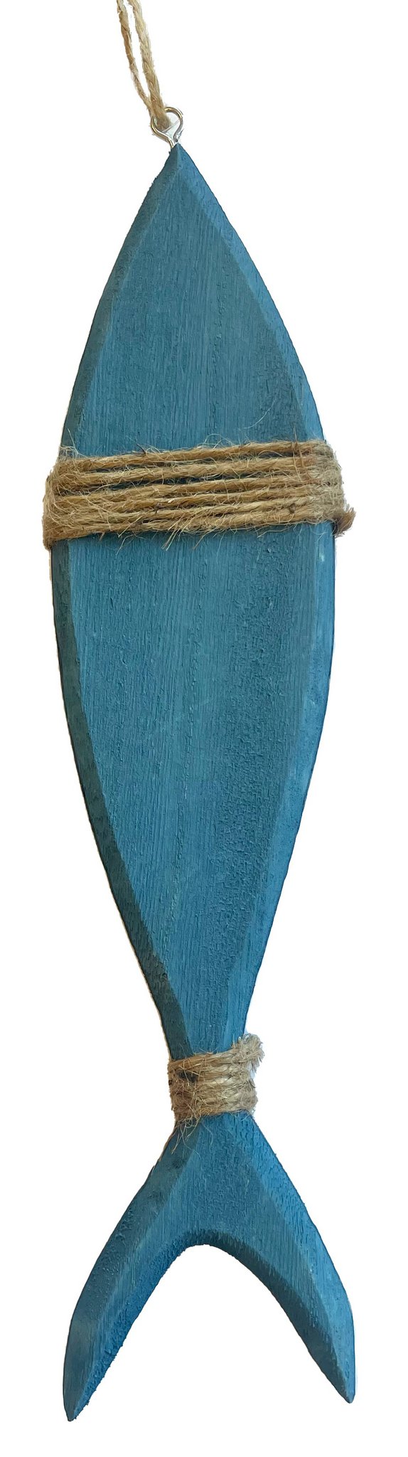 Houtenhanger vis 6x28cm blauw