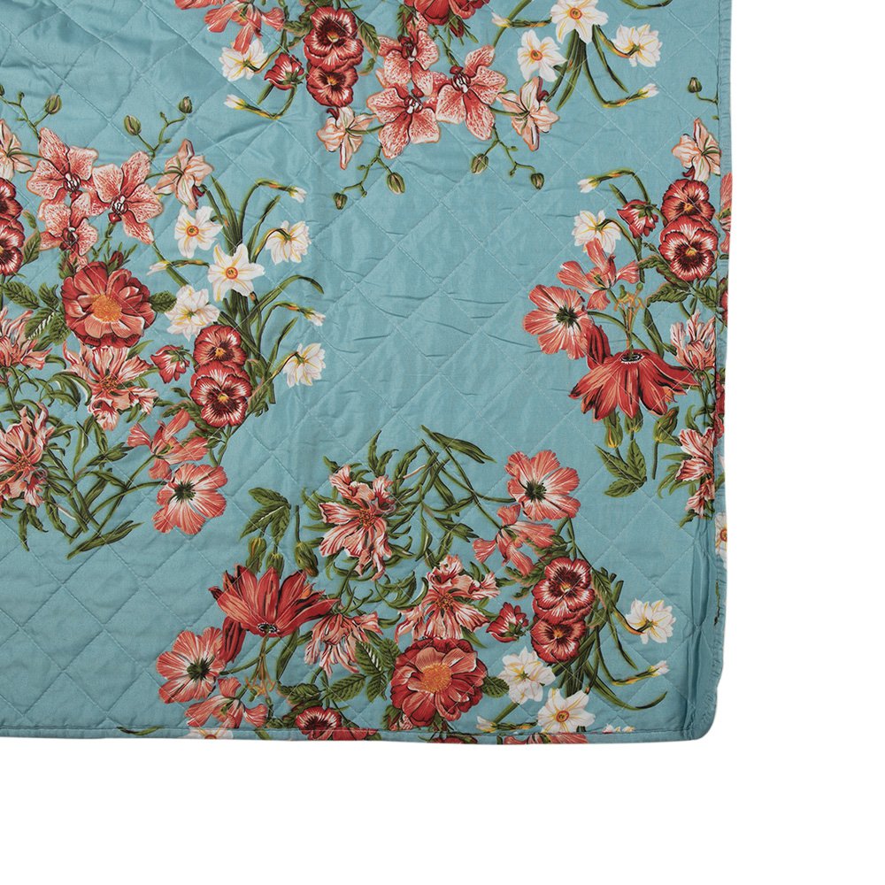 Bedsprei 140x220 cm Blauw Roze Katoen Bloemen Sprei