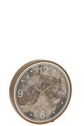 J-Line klok Kaart Europa - hout - goud - large - Ø 60 cm