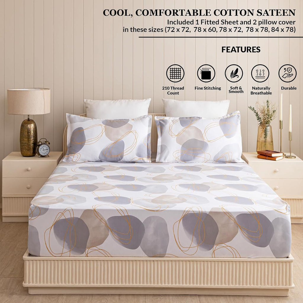 Laken | Langstapelig katoen, elastisch getailleerd | Set van 3 stuks, 198 cm x 183 cm