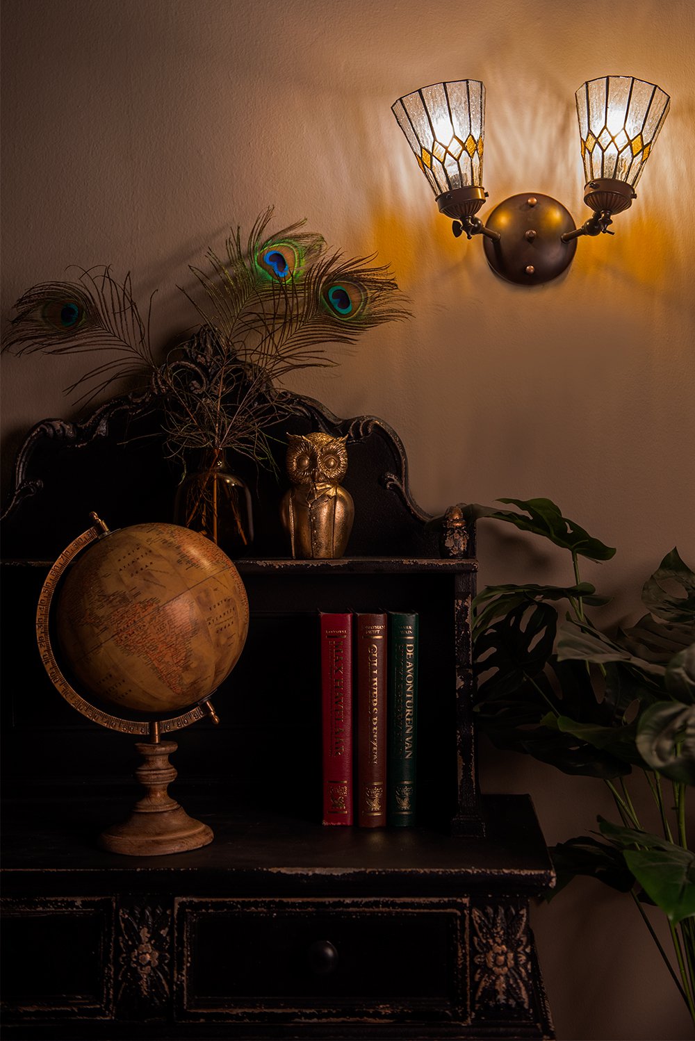 Wandlamp Tiffany 30x23x23 cm transparant Glas Muurlamp