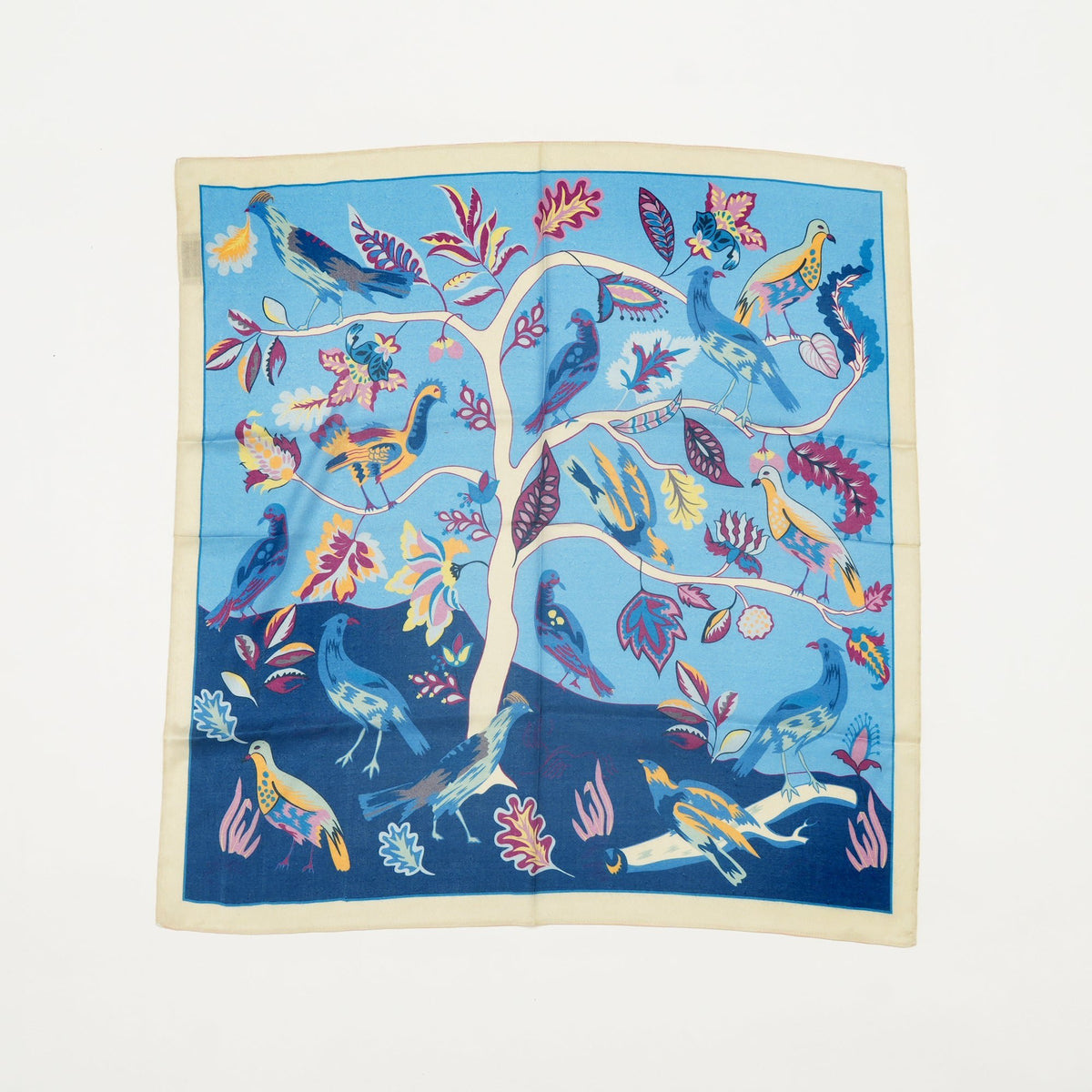 Sjaal | Moerbeizijde Vogellied | Blauw
