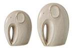 J-Line decoratie Olifant - porselein - beige - 2 stuks