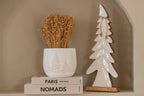 J-Line Dennenboom met strik - mangohout - naturel/wit - medium