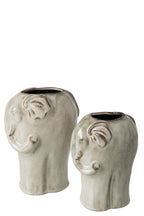 J-Line bloempot Olifant - porselein - grijsgroen - large