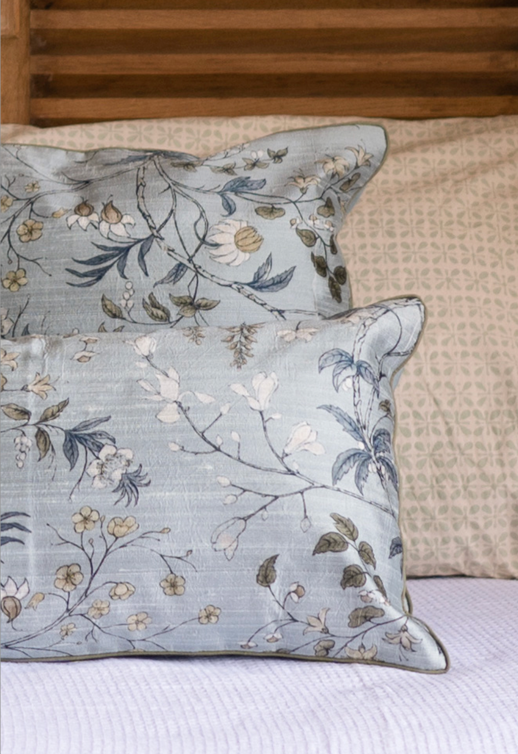 Handgeweven kussensloop met bloemenprint - Morris-geïnspireerd
