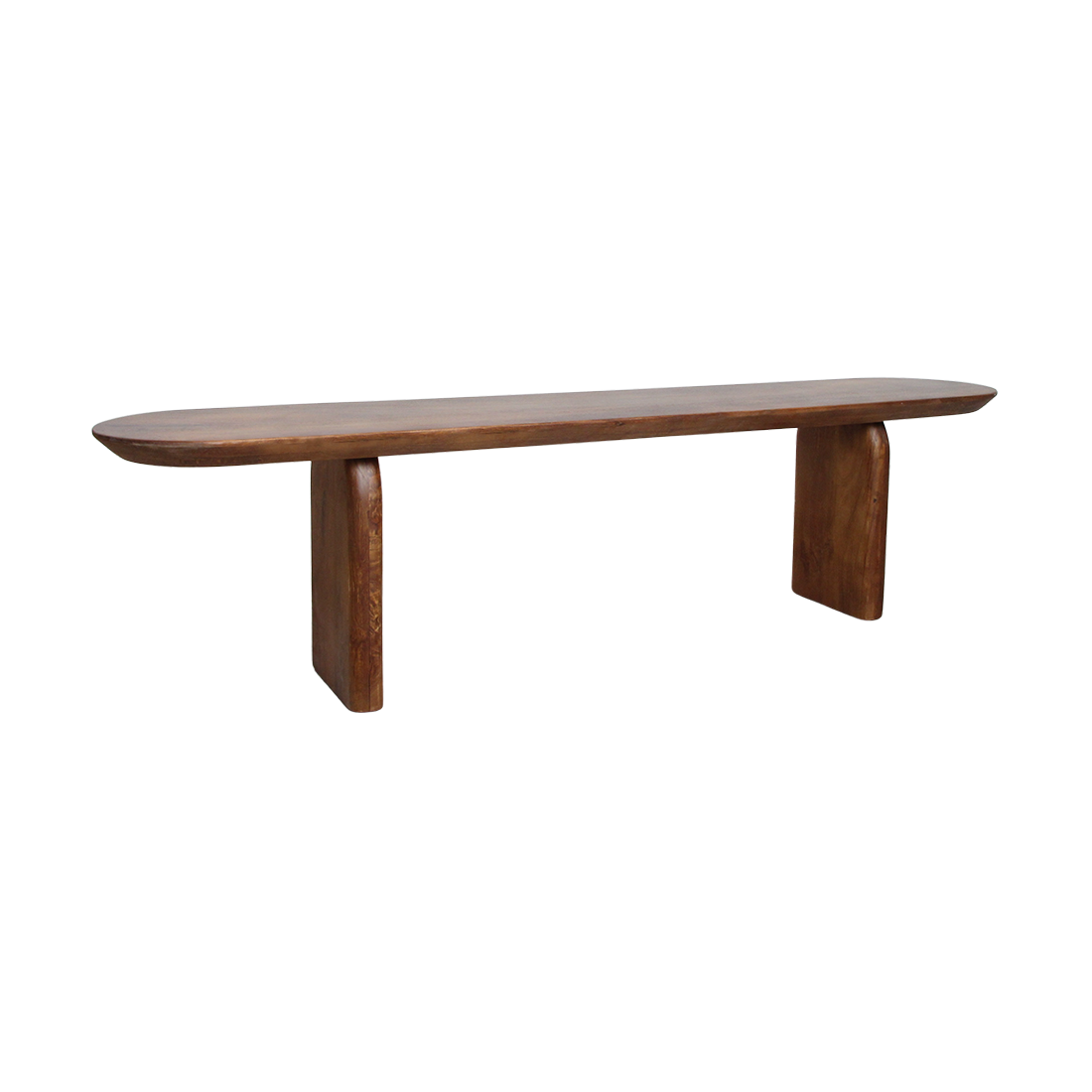 Bullnose mangohouten eetkamerbank bruin