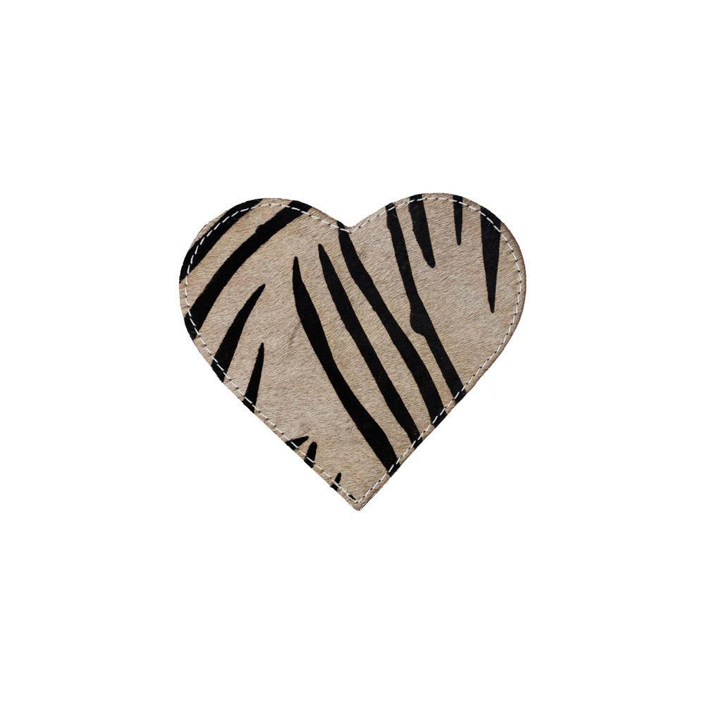 Onderzetter koehuid hart zebra 14cm*