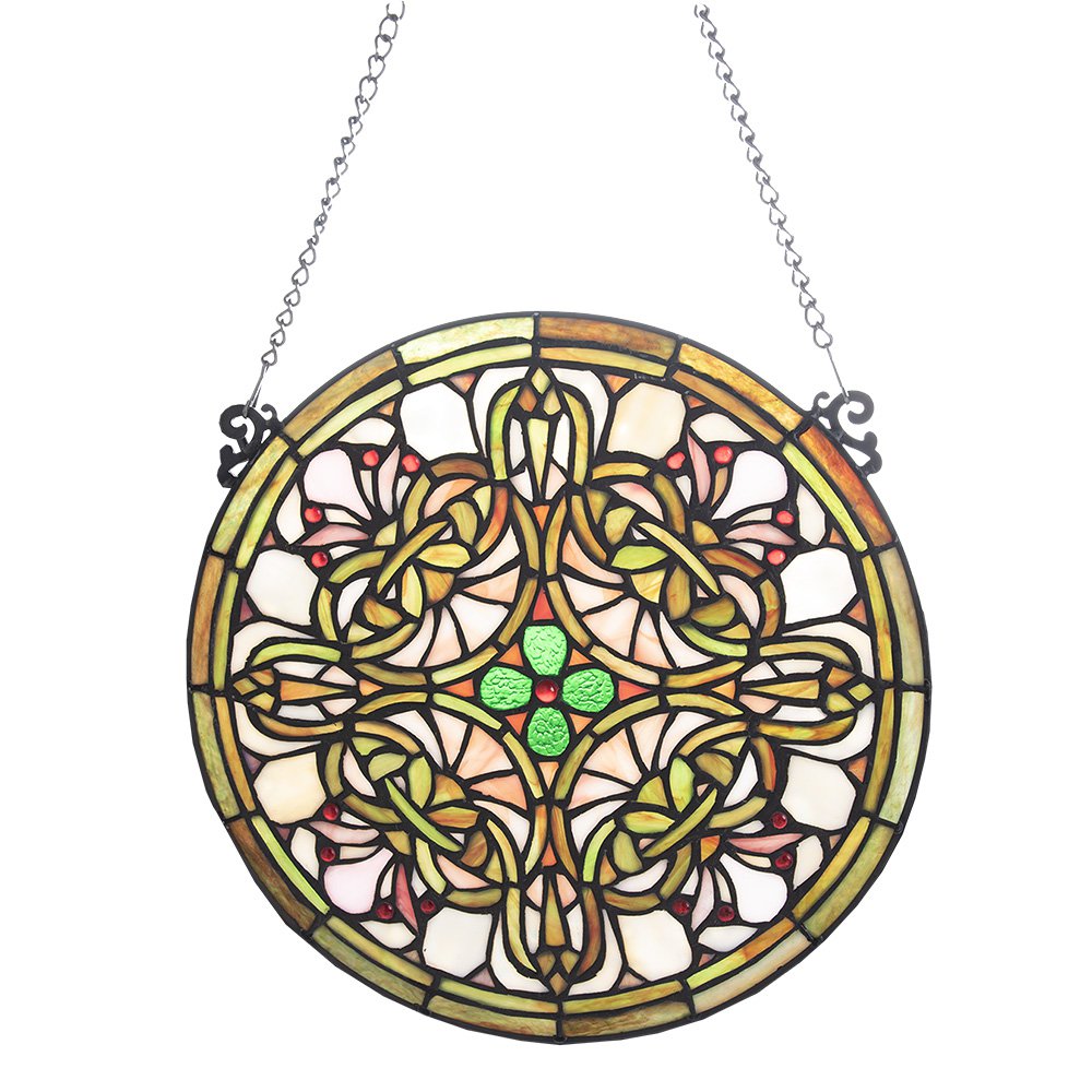 Glaspaneel Tiffany Ø 30 cm Groen Glas Glaskunst