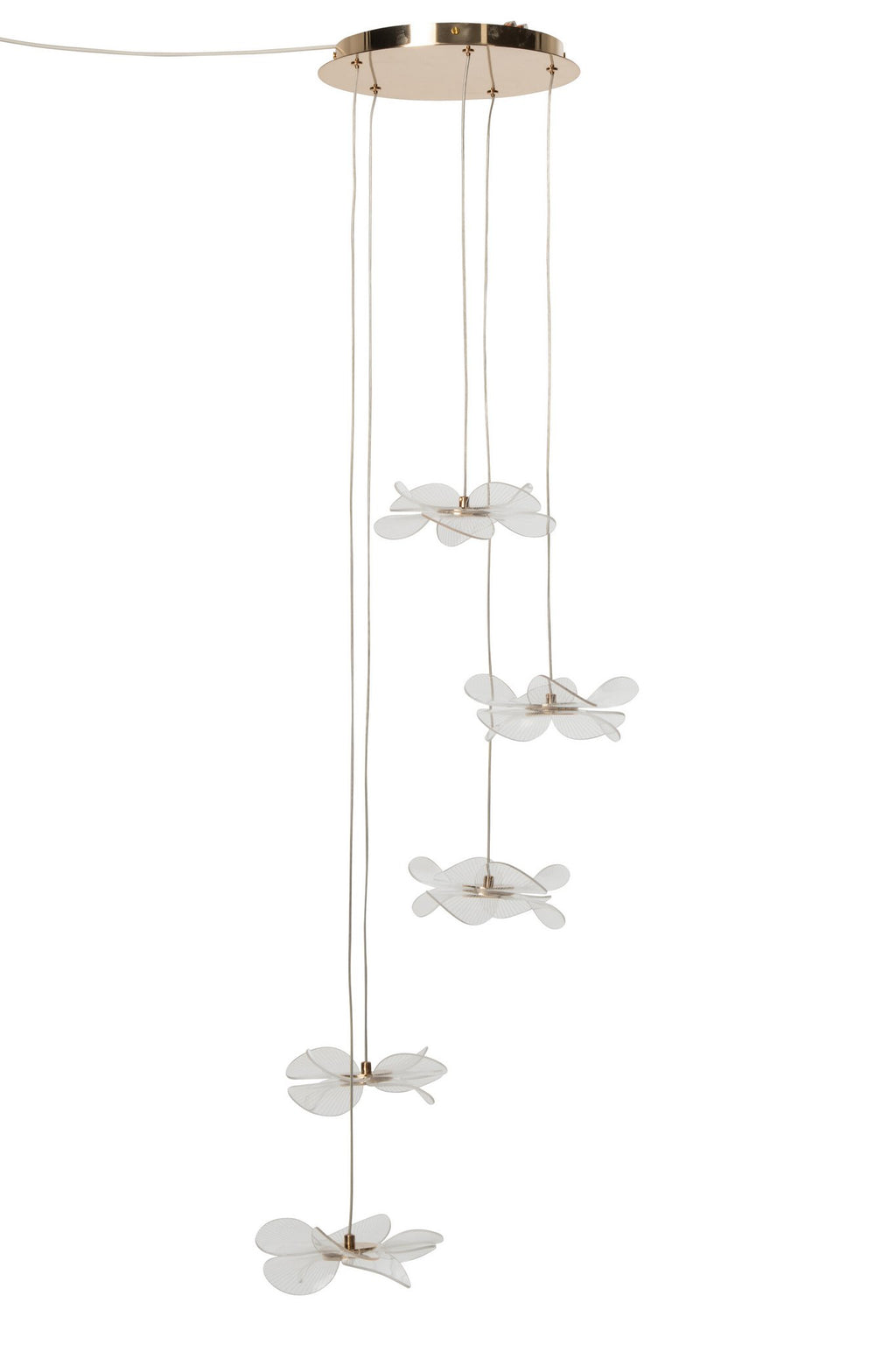 J-Line plafondlamp bloem - acryl - goud - large