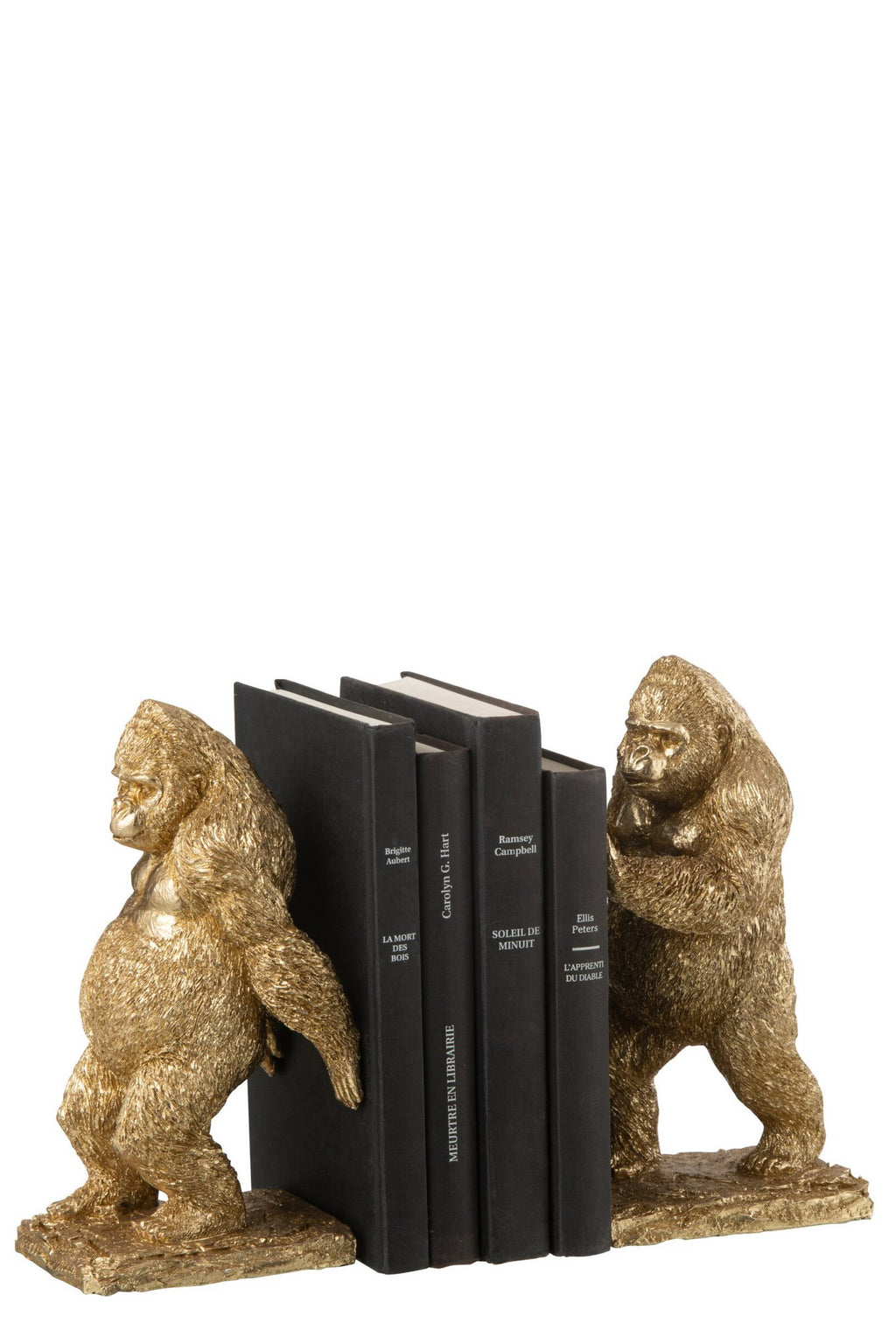 J-Line boekensteun Gorilla - polyresin - goud - 2 stuks
