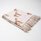 Deken met giraffeprint – 100% katoenen bank- en bedovertrek – met kwastjes – 50x70 inch