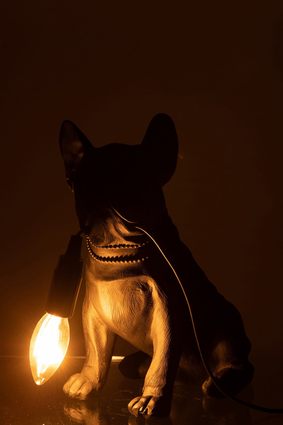 J-Line tafellamp Bulldog - polyresin - zwart