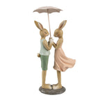 Decoratie Beeld Konijnen 12x10x26 cm Beige Kunststof