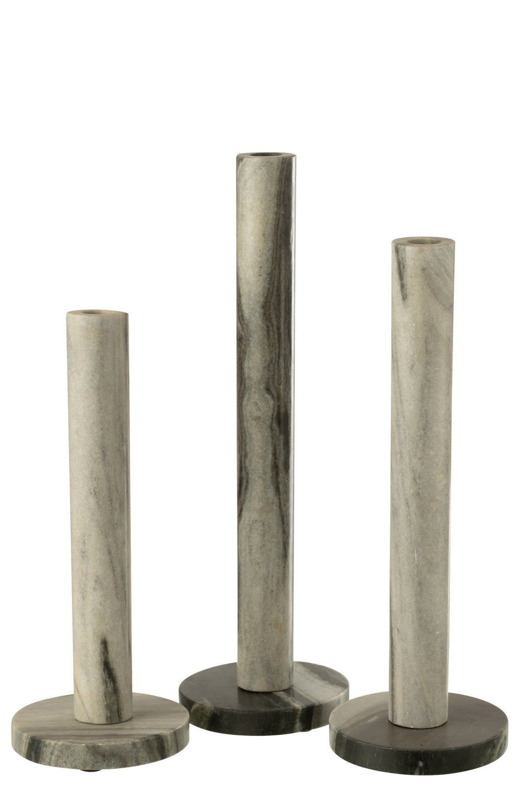J-Line kaarshouder Marmer - steen - zwart/grijs - set van 3